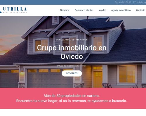 Página web para Grupo Utrilla servicios inmobiliarios con sede en Oviedo